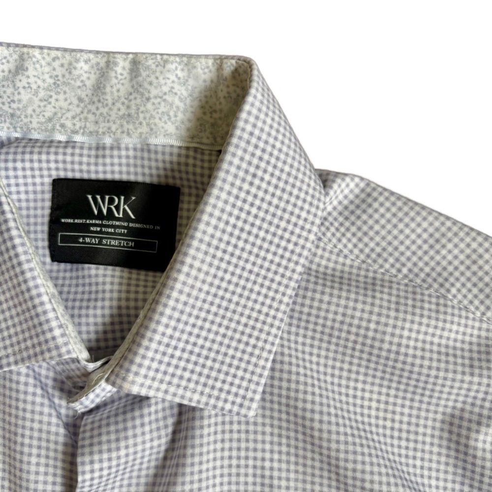 WRK Men’s Lavender Gingham Button Down – Size Large Tall (LT)